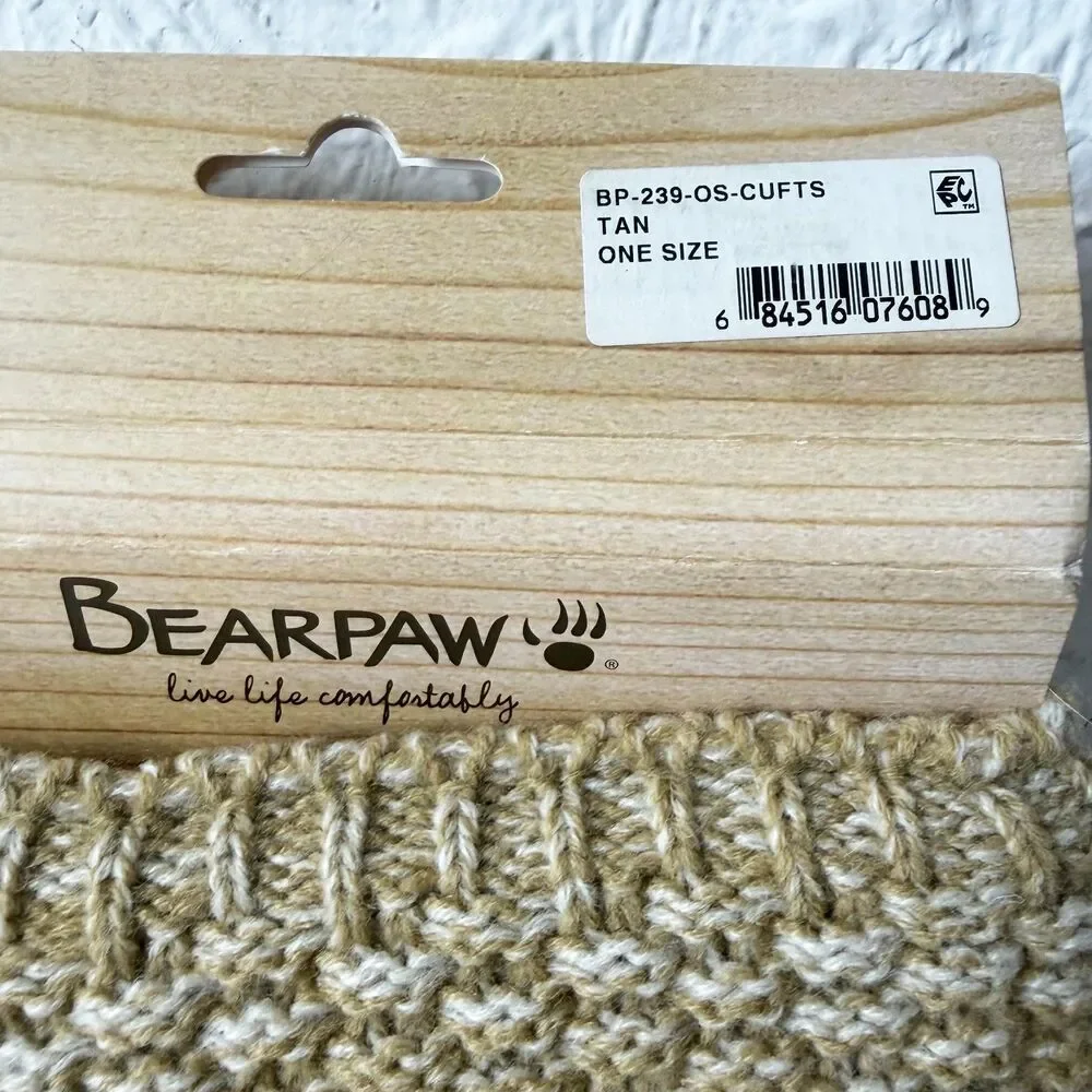 Bearpaw Knit Boot Cuffs Tan Turquoise Accent One Size Acrylic NEW